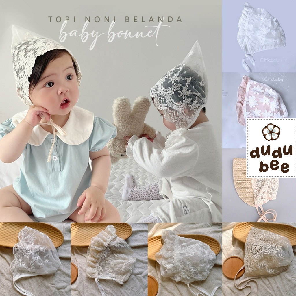 Topi Bonnet Bayi - Topi noni belanda renda lace
