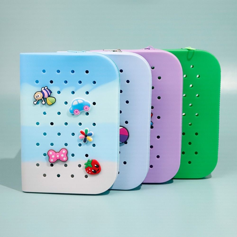 

DIY Silicone Hole Pen Bag Large Capacity Pencil Case Student Stationery Organizer Dirt Resistant Multifuncional Stationery Bag