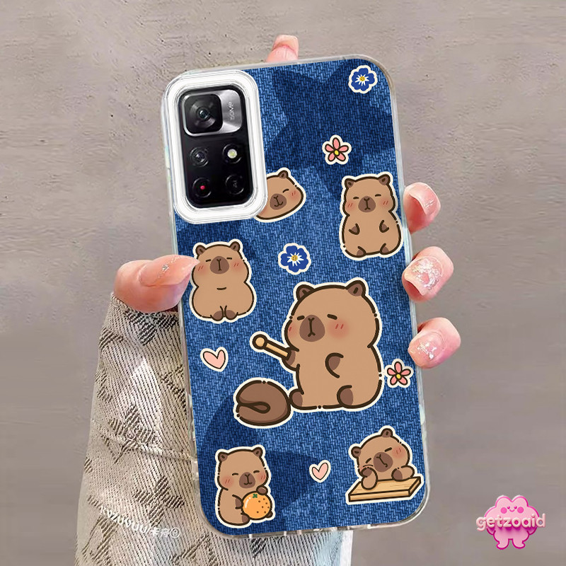 Casing Redmi Mengetuk Capybara Ikan Kayu IMD Hologram Feather Case Fashion Cocok untuk Redmi Note 9A