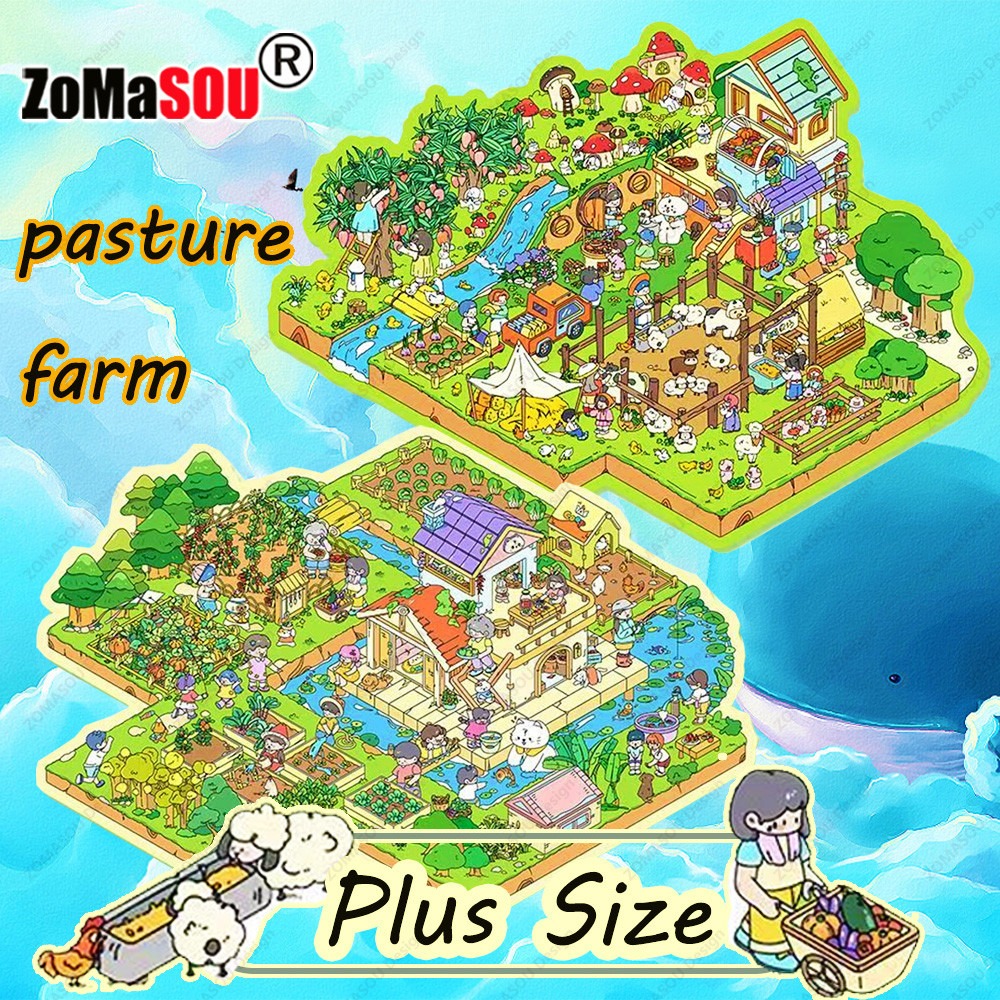 

Plus Size Cartoon Farm and Ranch 2.5D Landscape Sticker DIY Pocket Cabin Scene Stickers Festival Gift for Kid Child Student