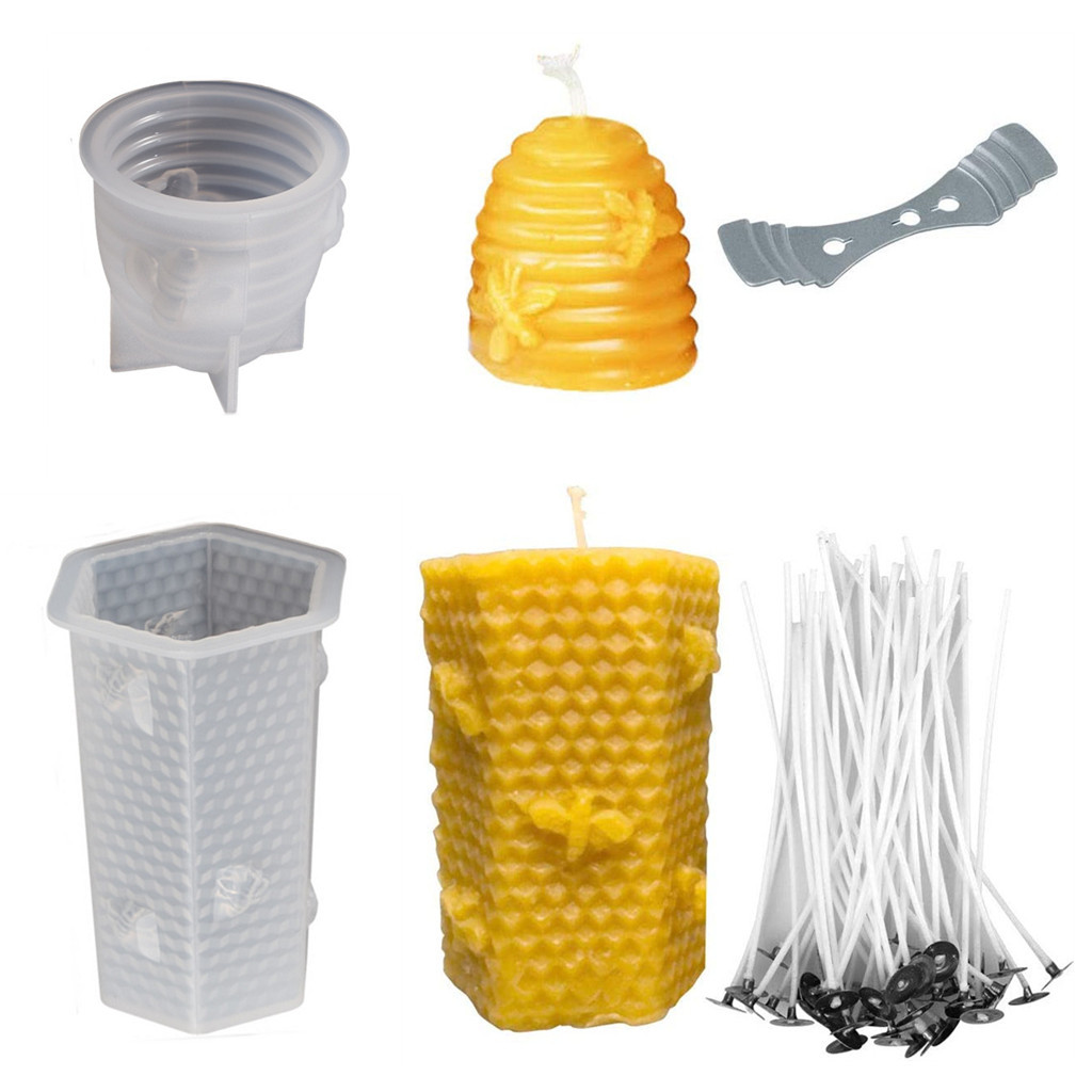 

3D Honeycomb Shape Silicone Candle Molds Bee Beehive Forms Mould for Candle Making Soap Wax Hives Mold Diy Gift Supplies Tool