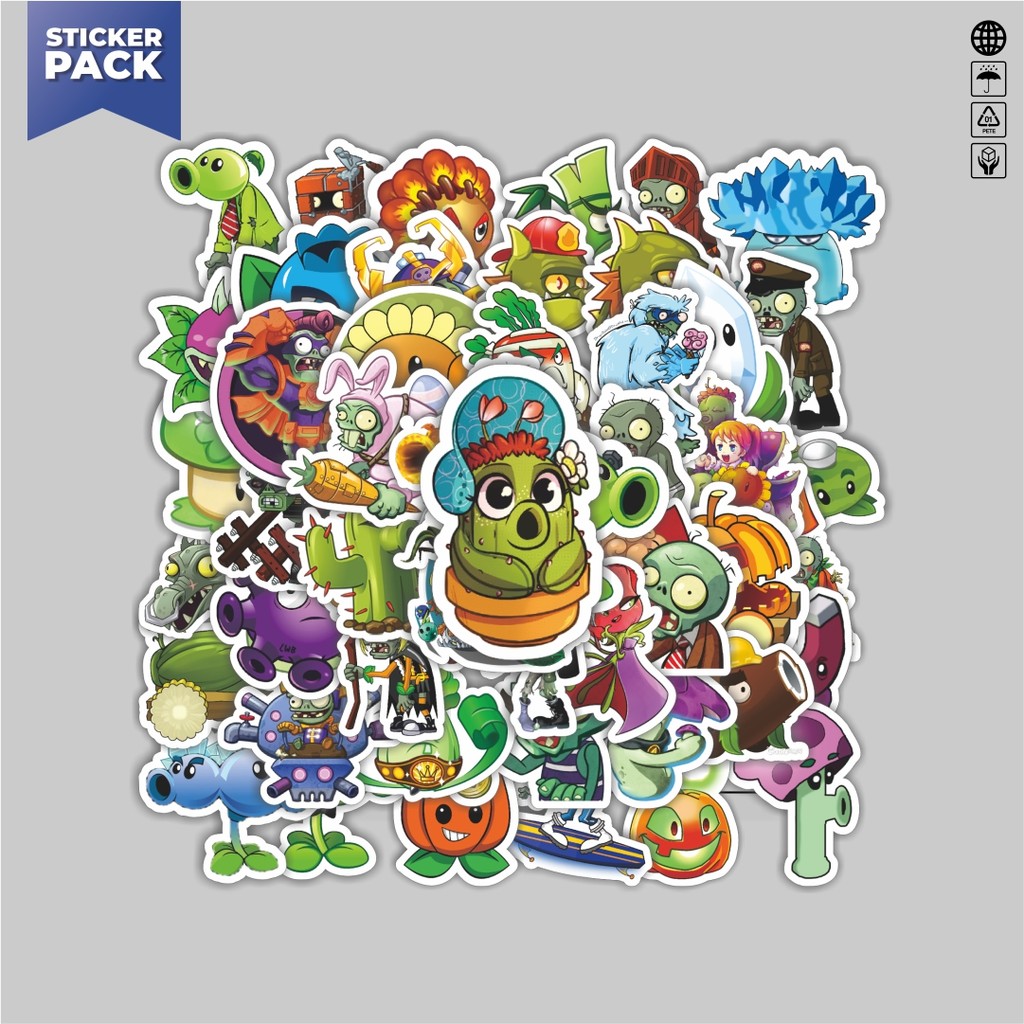

[100PCS]Stiker Pack Stiker Game Series PLANT vs ZOMBIE Character Mix 6 Aesthetic Vinyl Anti Air Dekorasi Sticker Laptop Buku Journal Koper Helm Casing HP Gitar Helm Skateboard