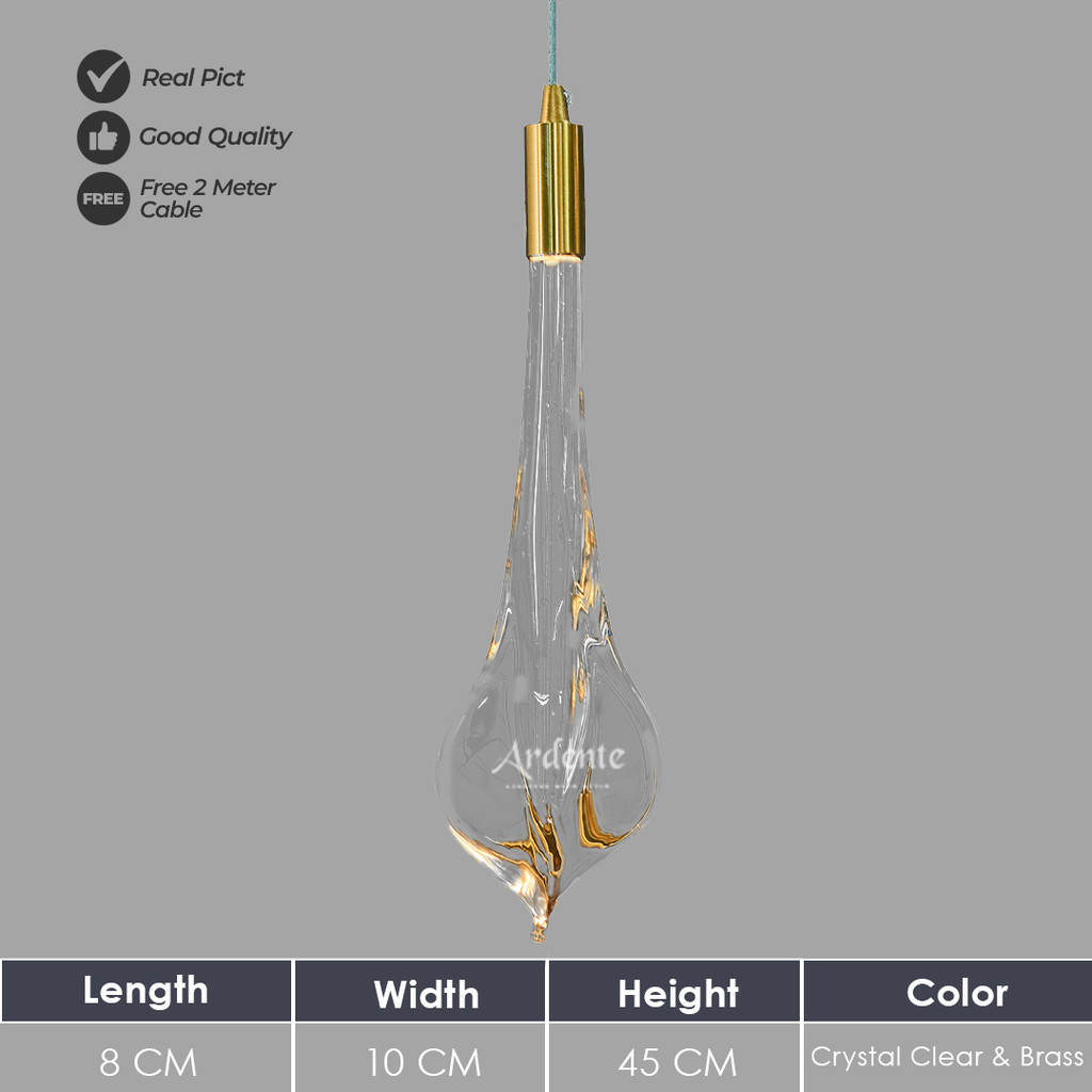 Lampu Gantung Void / Void Lamp Modern Premium Crystal Clear ARDENTE 001449 Tinggi 45 cm Lampu Tangga