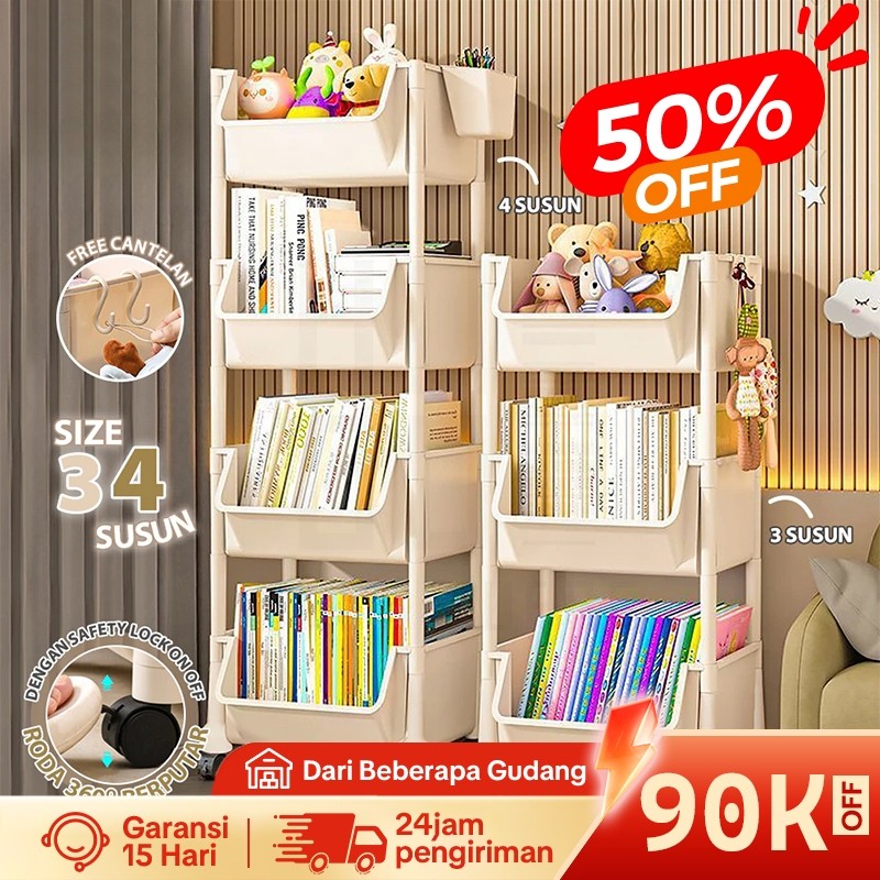 

【COD】AONEZ Rak Buku Serbaguna Rak Penyimpanan untuk Kamar Mandi Rak Dapur 4 Susun Rak Serbaguna Rak Persegi