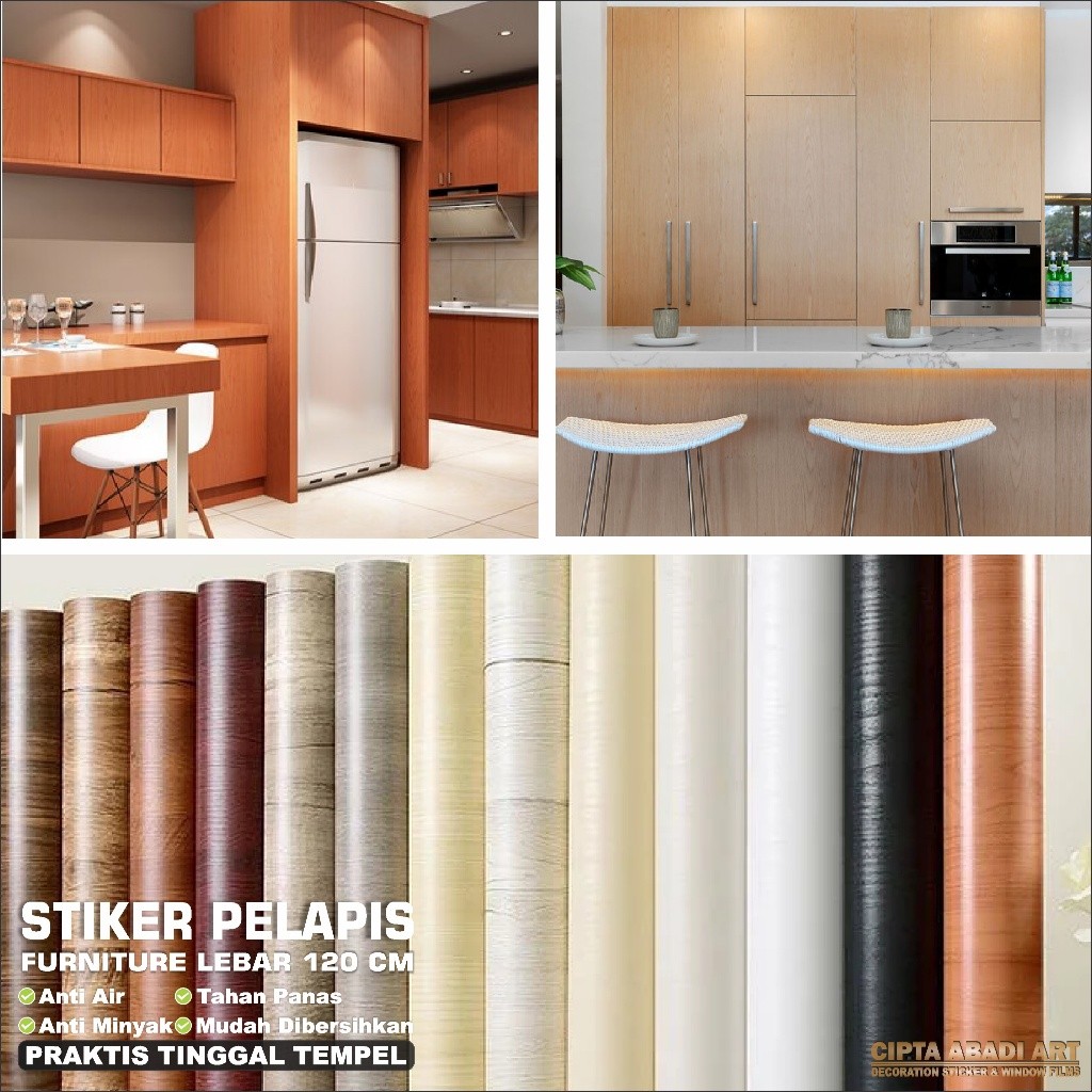 Stiker Hpl Sticker Marmer Serat Kayu Premium Tekstur Pelapis Furniture Meja Lemari Kayu Kaca Kitchen
