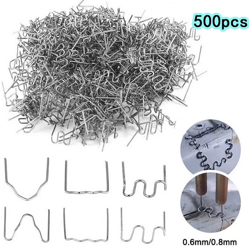 

500Pcs/Set 0.6/0.8mm Hot Stapler Staples 304 Stainless Steel Welding Nail For Car Bumper Plastic Welder Repair Tools Kit