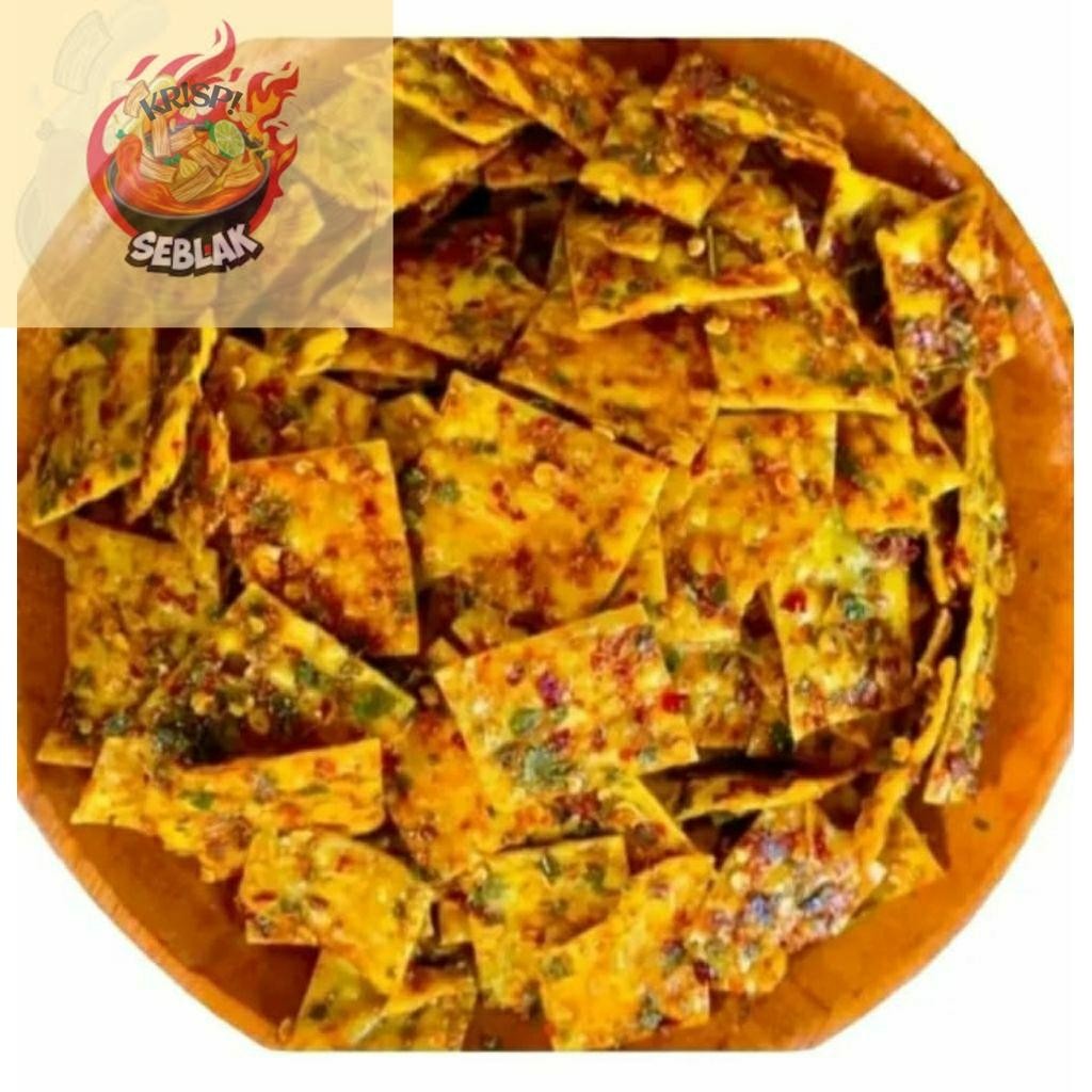 

Seblak krispi keripik Pangsit Pedas gurih Pangsit Kriuk 250Gram gratis packing babblewarp snack Bandung