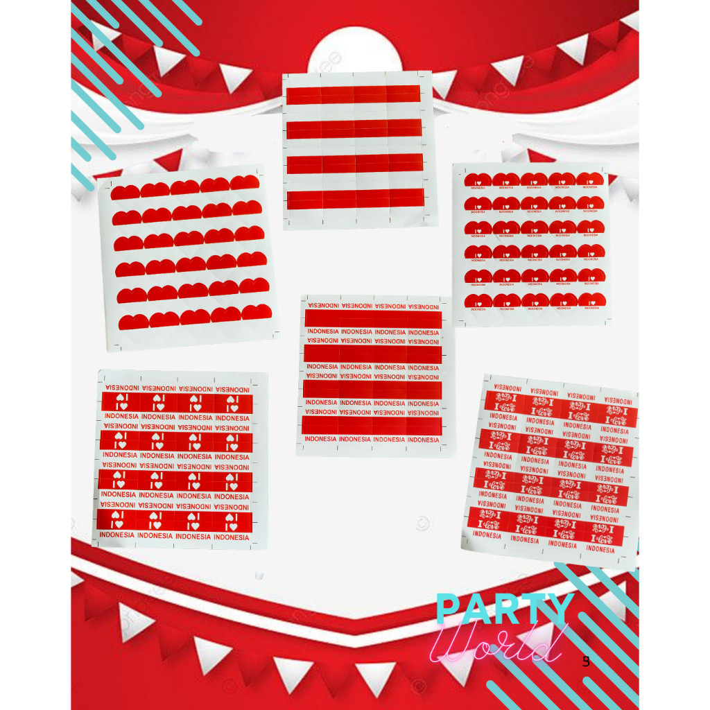 

Sticker Bendera Merah Putih Per Lembar 32 Pcs Stiker 17 Agustus Dirgahayu Ri Sticker Indonesia Sticker Pipi Indonesia Partyworld