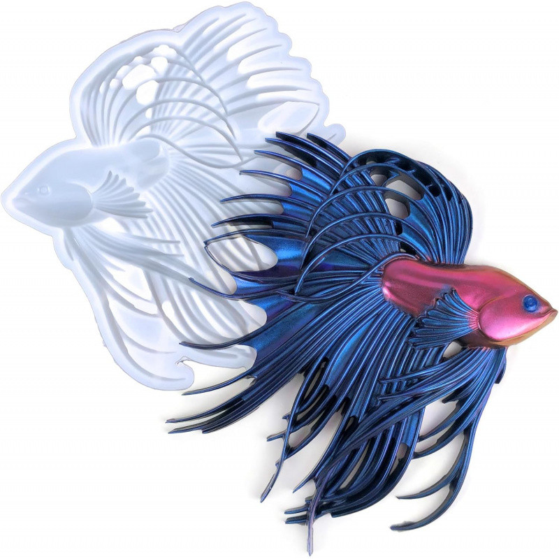 

3D Fish Resin Mould for Epoxy Resin Large Betta Fish Silicone Mould, Unique Ocean Wall Decoration Mould for Home Decoration
