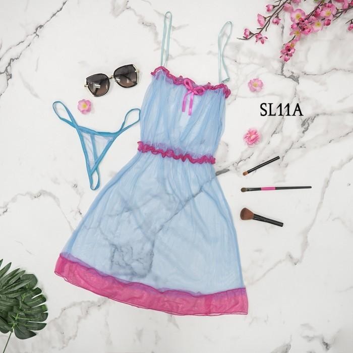 Baju Tidur  Night Dress  Lingerie Transparan Biru SL11A