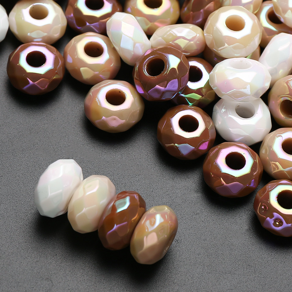 

20Pcs 15mm White Brown Acrylic Round Big Hole Beads Loose Spacer Bead For DIY Necklace Bracelet Earring Jewelry Making Accessory