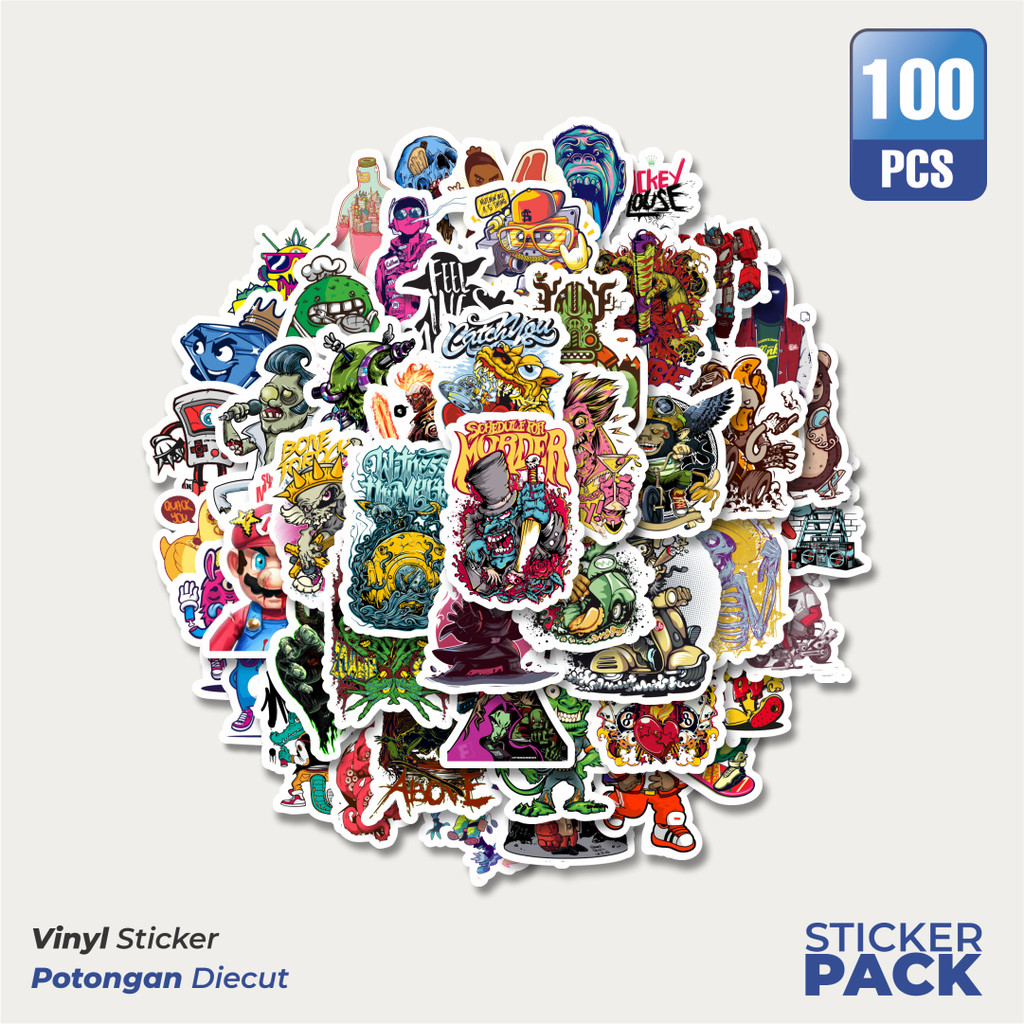 

MURAH 100 PCS Stiker Grafiti Retro Art Character 3 Waterproof Aesthetic- Untuk Laptop, Motor, dan Helm - Paper Stationery Pack