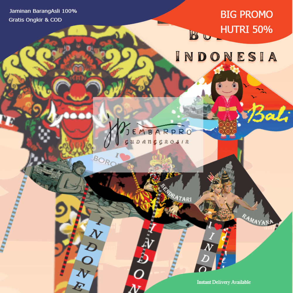 Layangan Ripstop Edisi Budaya Indonesia Ukuran Kecil Anti Air dan Tidak Mudah Sobek / Layangan Untuk