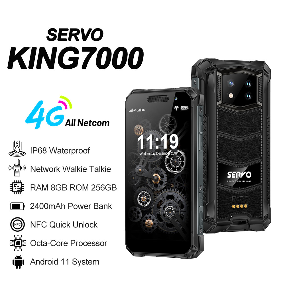 2024 SERVO KING7000 Rugged Mini Smart Phone 4G Global IP68 Protection Android11 System NFC Power Ban