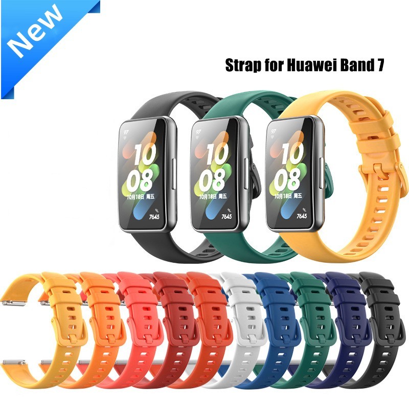 Silicone Watchband for Huawei Band 7 Sport Smart Watch Strap Soft TPU Wristband Bracelet Replacement
