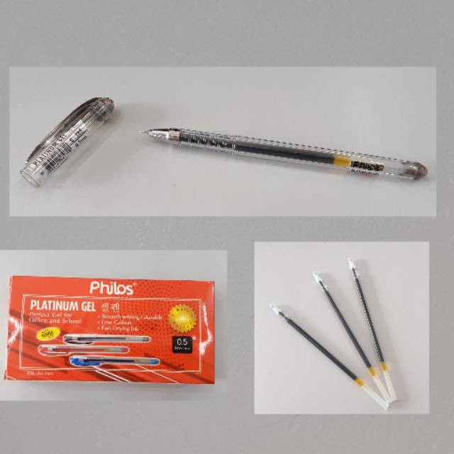 

[SDW] pekanbaru/PENA GEL PHILOS HITAM BIRU MERAH + REFILL 3PCS