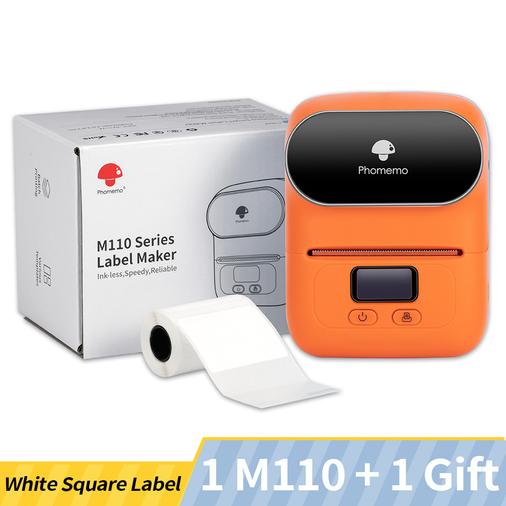 

Phomemo M110 Self-adhesive Smart Thermal Label Printer for Business,Barcode Label, Price Tag, Address Wireless Sticker Printer