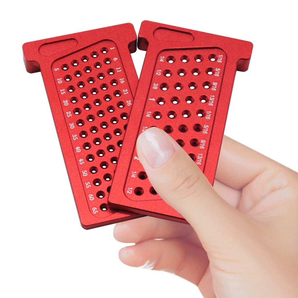 

Woodworking Scribe Metric/Inch Precision T-Ruler Aluminum Pocket Marking Gauge Carpentry Cross Calibration Hole Scribing Ruler