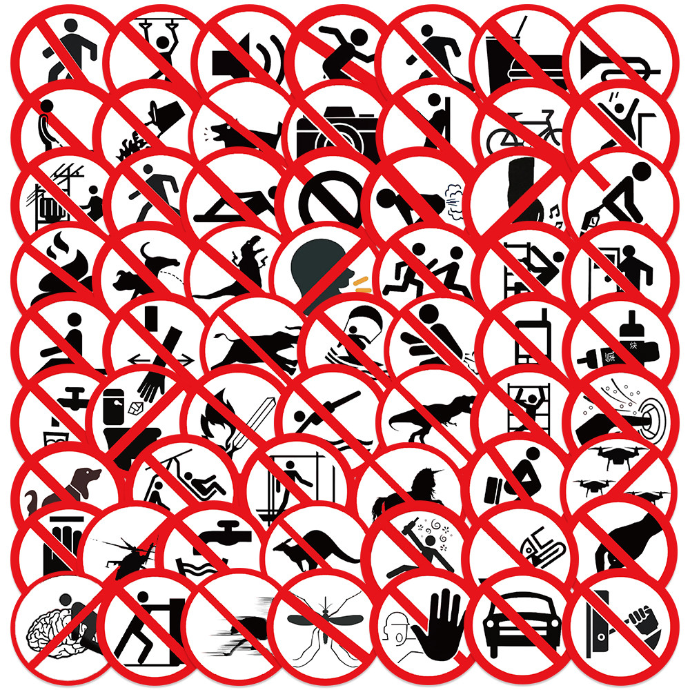 

62 Funny no sign stickers, luggage, notebook, guitar, skateboard, waterproof PVC graffiti stickers