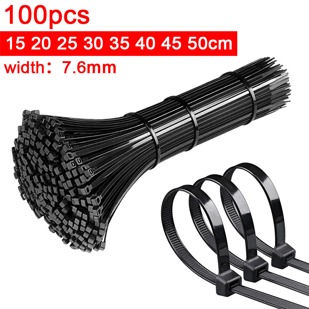 

100pcs Self-locking Wire Zip Ties Set Kit 8*200 8*250 8*300 8*350 8*400 8*500 8*700 Nylon Cable Tie Plastic Zip Loop Wire 7.6mm