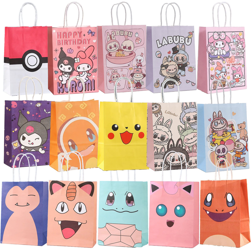 

Sanrio Birthday Party Decor Paper Candy Bag Box Kids Gift Bags Party Handle Bags Toy Baby Shower Girl Supplies Pokemon Gift Box
