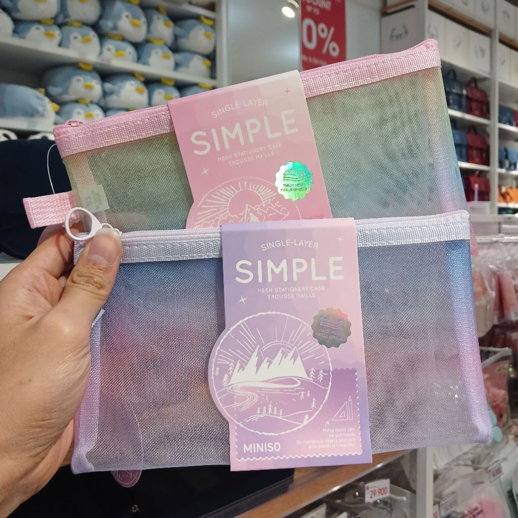 

MINISO A6 Gradient Single-layer Mesh Stationery Case KOTAK PENSIL PULPEN PENYIMPANAN ALAT TULIS