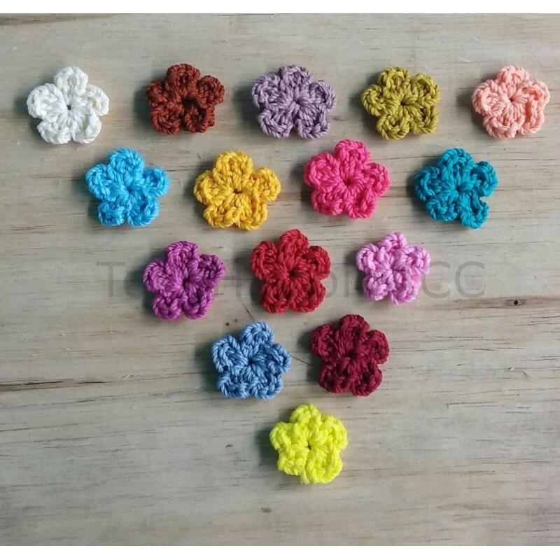 

[Tokohairpinacc] aplikasi / variasi bunga rajut mini -+ 2 ( 1 pcs ) Rajut