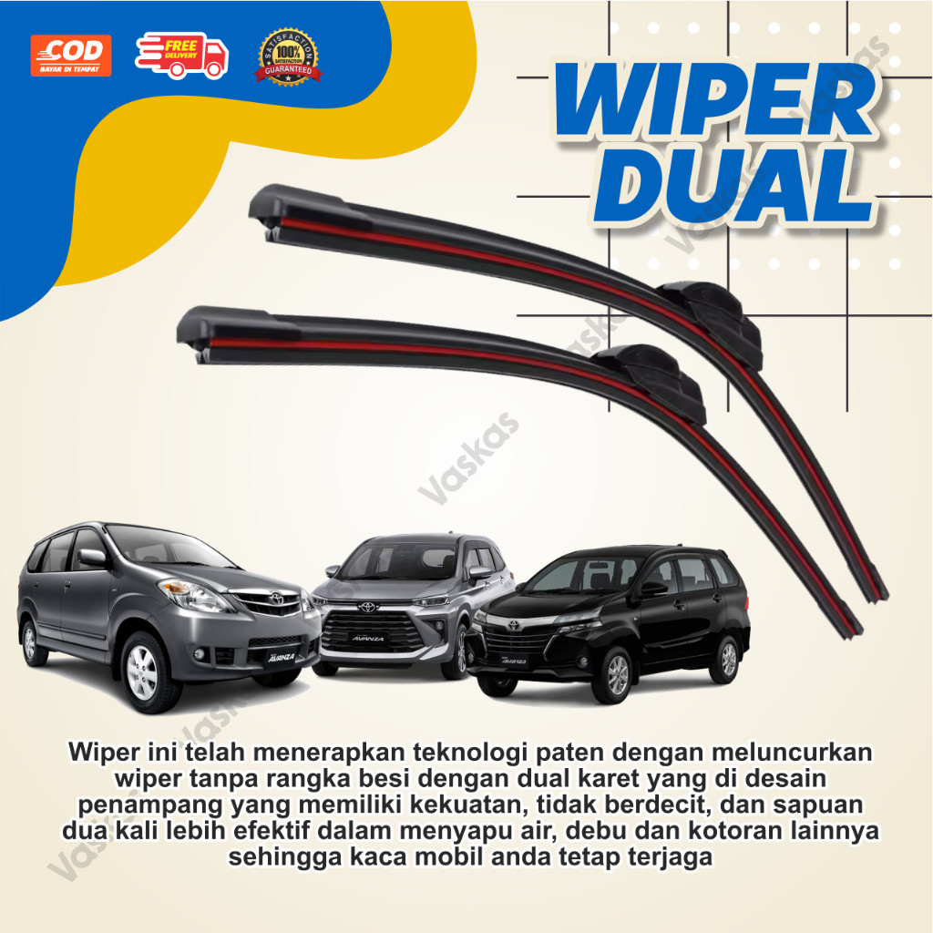 LUNDONGSHOP Wiper Mobil Double Karet Dual Karet untuk Avanza dan Xenia Lama dan Baru Bisa COD