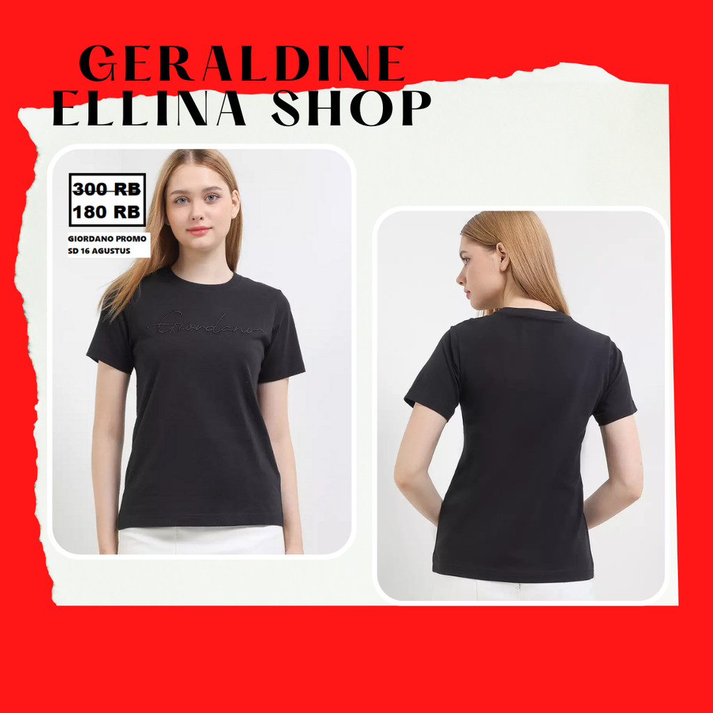 Kaos wanita GIORDANO shirt original 100% PRINT TEE