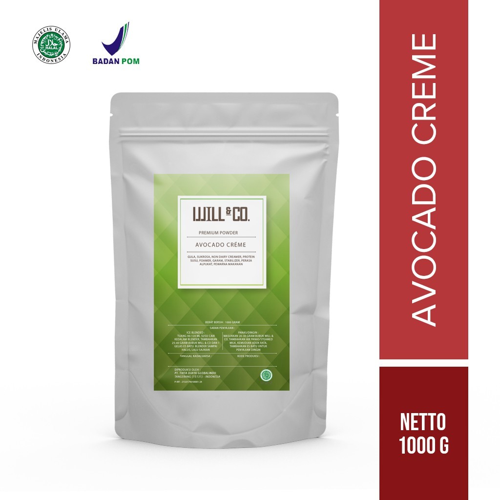 

Will&co Avocado Crème Powder 1KG – Bubuk Minuman Kekinian Rasa Alpukat Creamy