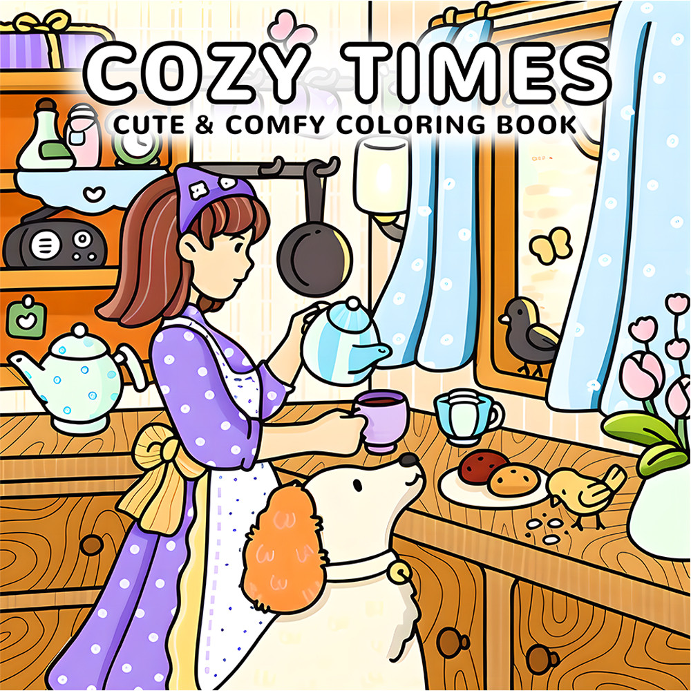 

COZY TIMES: Coloring Book for Adults Featuring Cute & Comfy Daily Activities for Relaxation Kids DIY Painting Drawing Books