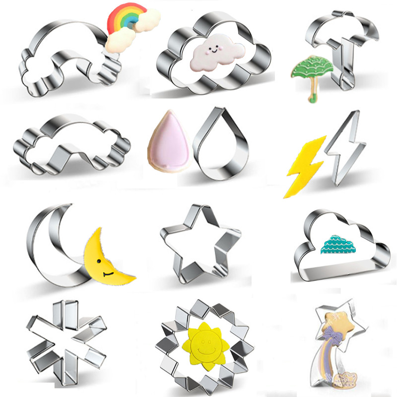 Sun water drops lightning rainbow moon metal Cookie Cutter Cookware Biscuit Mold Fondant Cake Tools 