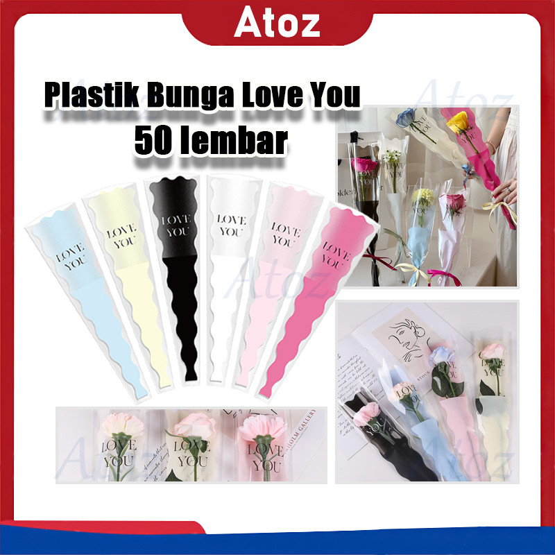 

[50 lembar] Single Stalk Rose Bungkus Plastik Bunga Satuan/Plastik Bunga Wisuda/Plastik Bunga Love You