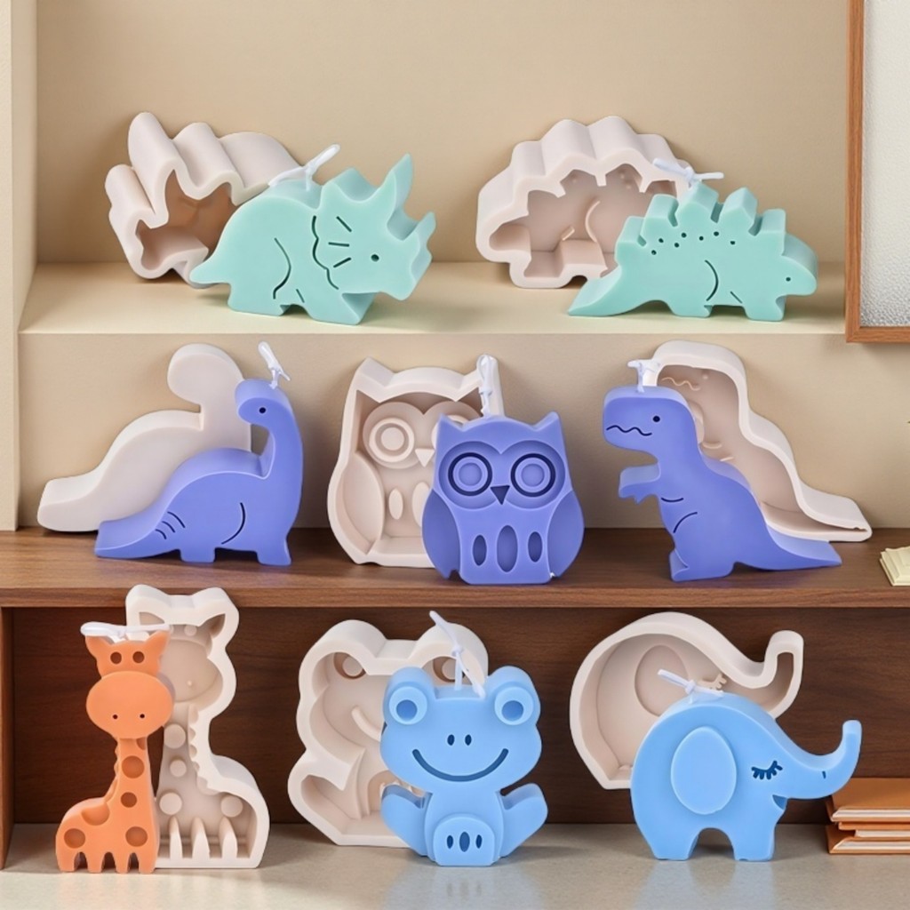 

Silicone Animal Candle Mold 3D Dinosaur Giraffe Elephant Soap Candle Plaster Resin Decoration Making Supplies Home Handmade Gift
