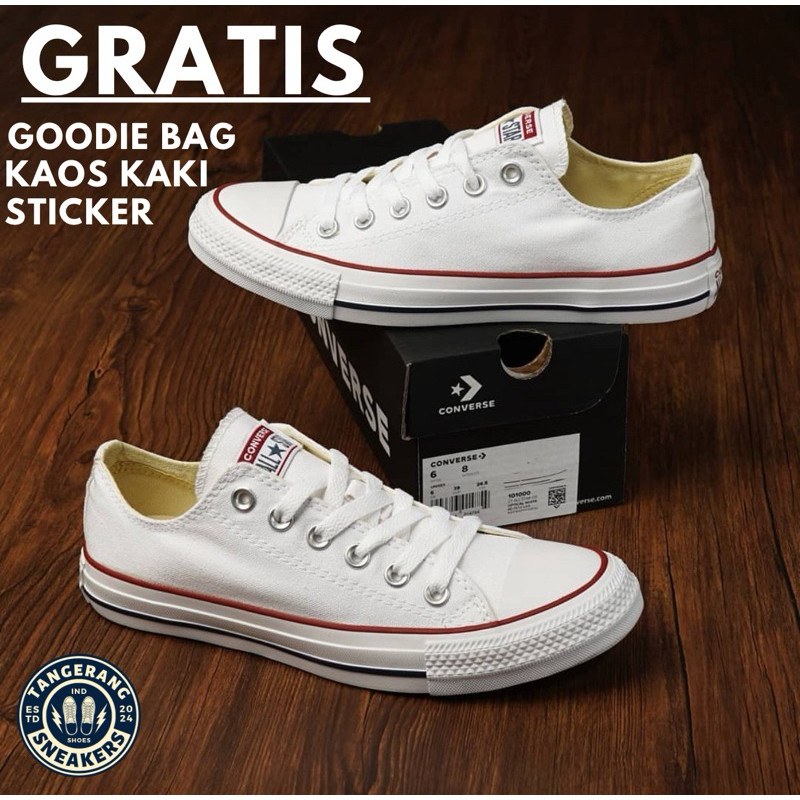 AXULE Sepatu Converse Allstar Low White | Sepatu Pria Wanita | Converse Pendek | Sepatu Sekolah Puti