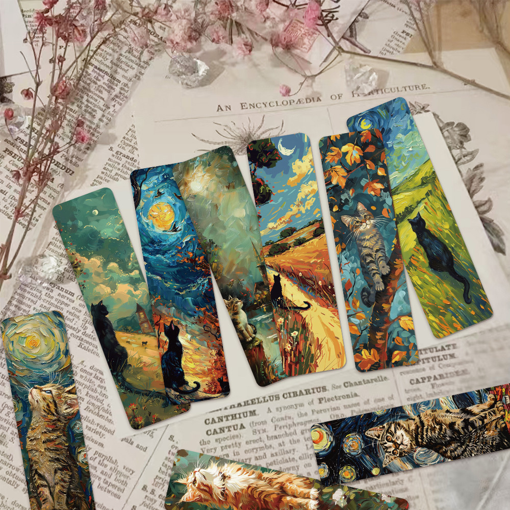 

30PCS Oil Painting Style Kitten Personalized Bookmark Handheld Art Creative Material Reading Paper Bookmark DIY Bookmark