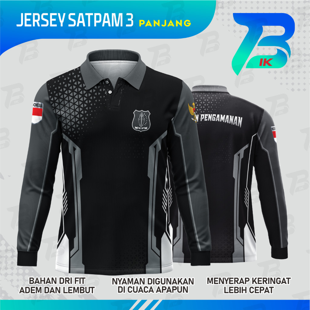 JERSEY WANGKI SATPAM BLACK FULL LENGAN PANJANG/KAOS KERAH SATPAM BLACK FULLPRINT/JERSEY SATPAM BLACK