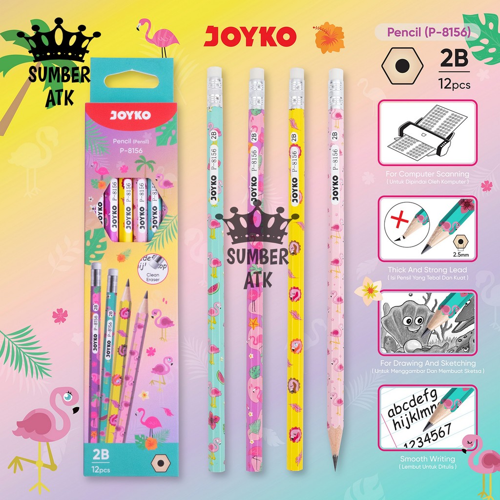 

Pencil JOYKO Pensil P-8156 2B 1 Box 12 Pcs Flamingo