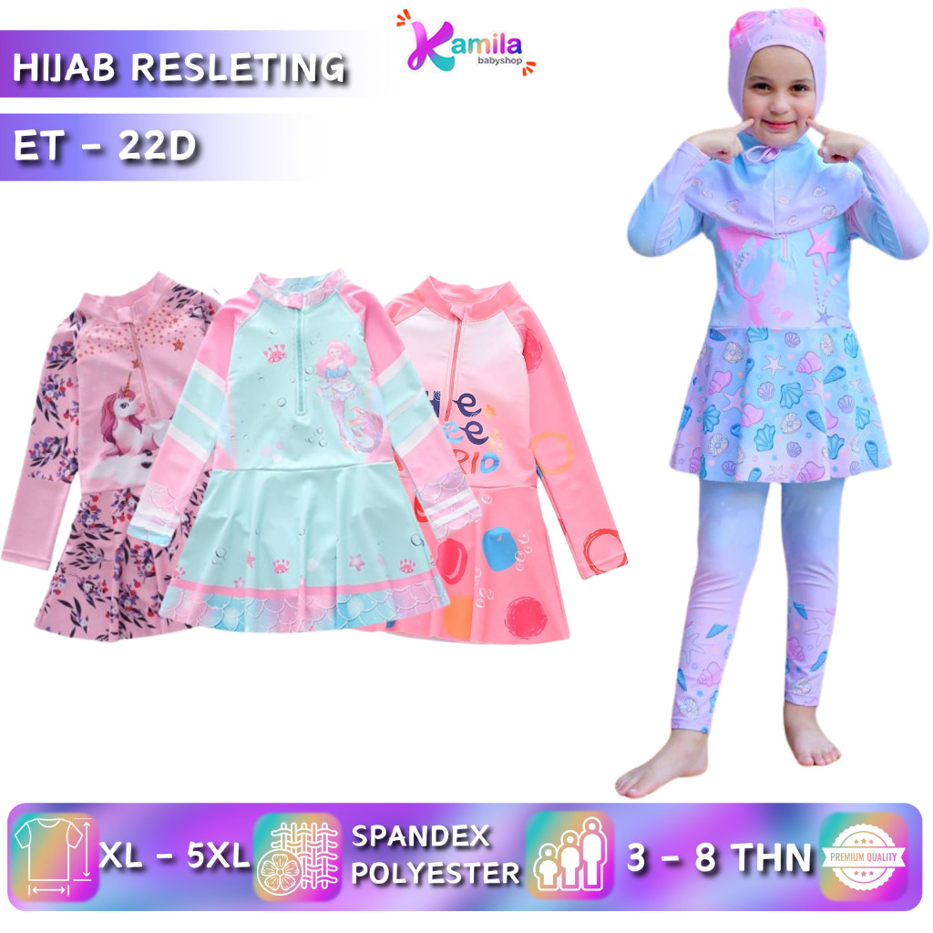 ET - 22D Baju Renang Rok Anak Perempuan/Baju Renang Anak Perempuan Muslim/Baju Renang Anak Perempuan