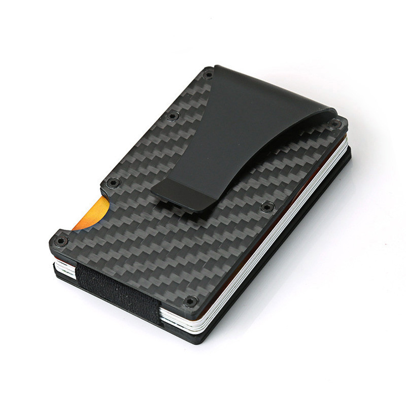 

RFID Cashback Credit Card Holder Luxury Carbon Fiber Metal Case Minimalist Slim Wallet Carteira for Men Cartera Tarjetero Hombre