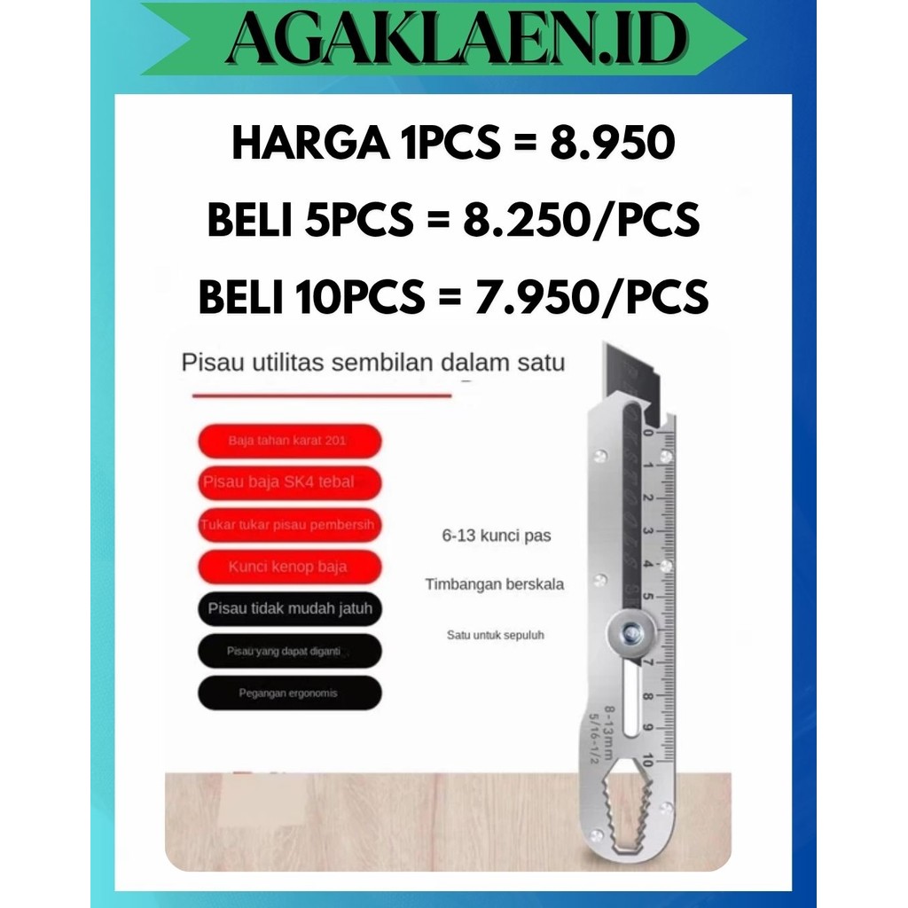 

AL PISAU CUTTER SILVER STAINLESS VIRAL 9IN1 SERBAGUNA 9 IN 1 TAJAM DAN TAHAN LAMA