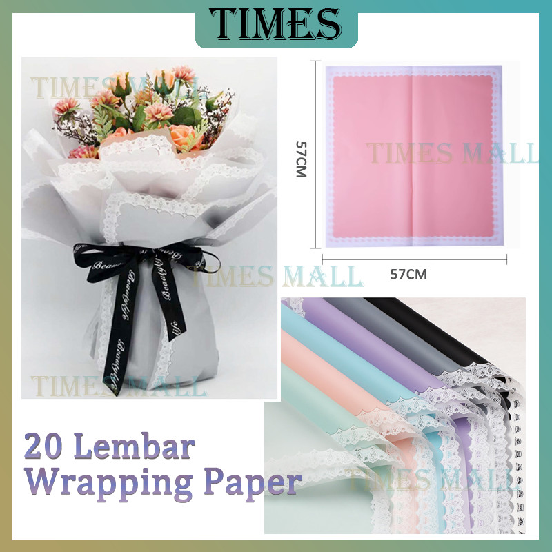 

20 Lembar Kertas Buket Cellophane Motif Renda Waterproof Kertas Buket Bunga Motif Renda Flower Wrapping Paper