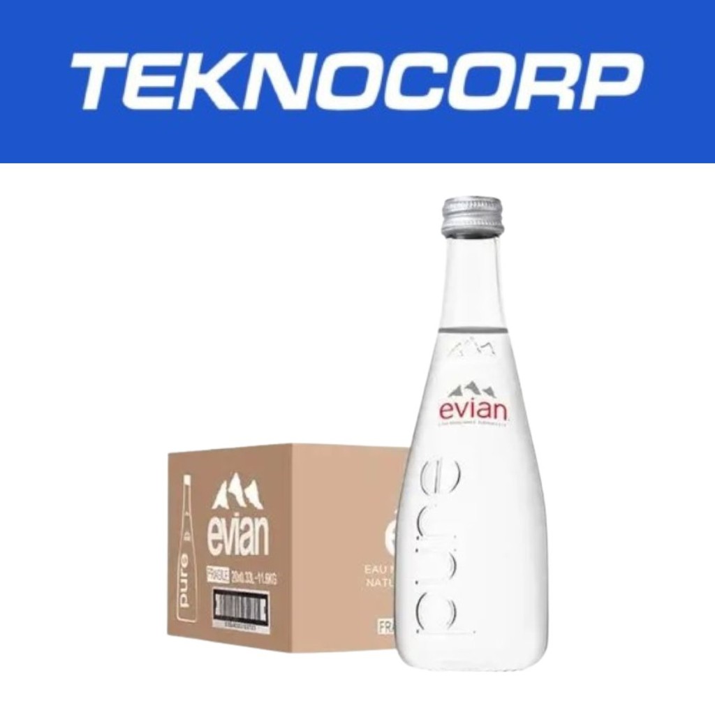 

Evian Glass Natural Mineral Water 330ml [ Dus isi 24 Botol Kaca ] Khusus Instan - Only Instant Delivery