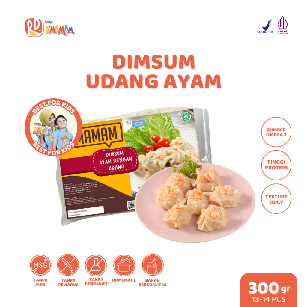 

Radaza D'MAMAM Dimsum Udang Ayam 300g Premium Bento Frozen Anak MPASI Homemade Non MSG BPOM HALAL - Adwa Organic
