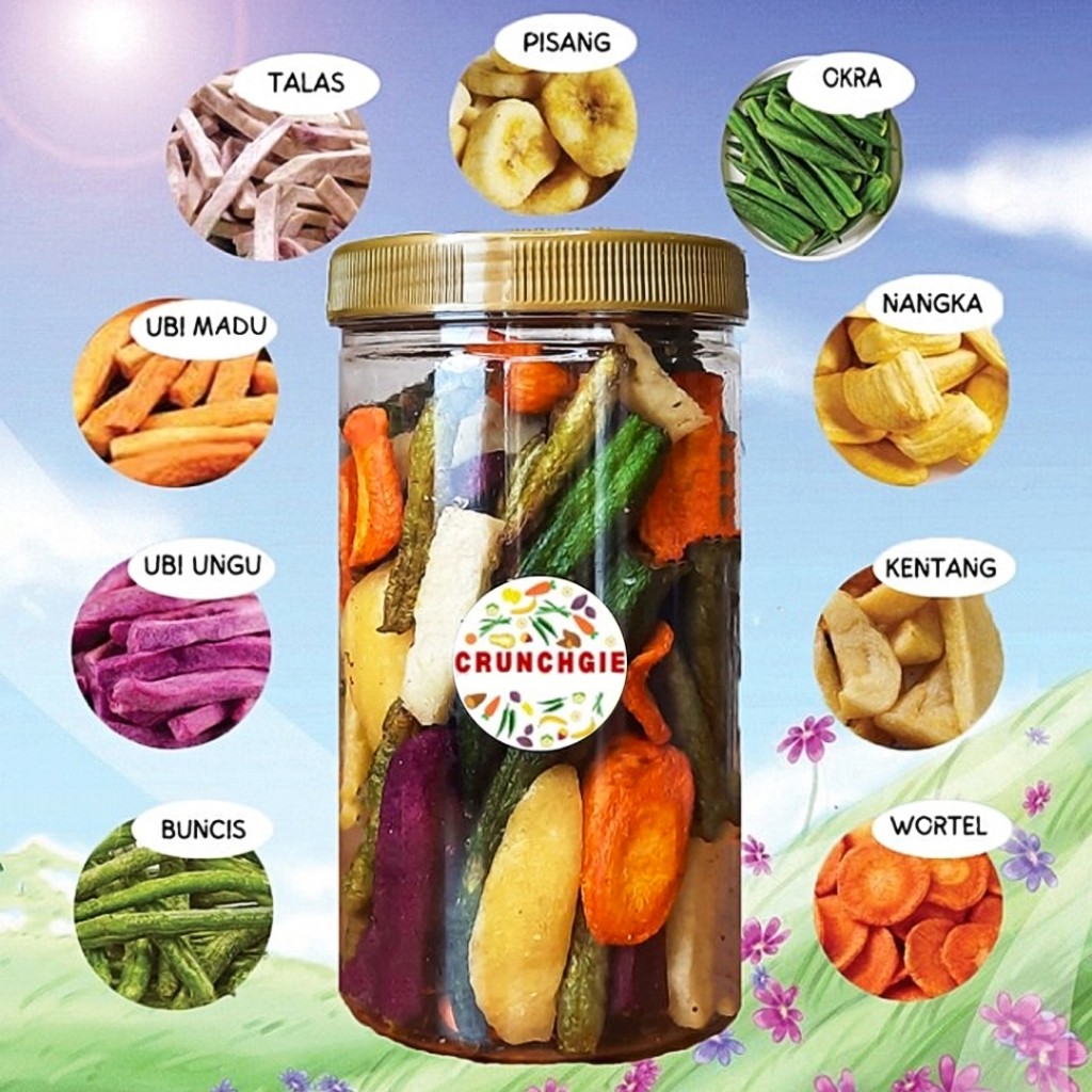 

Keripik Buah Sayur Lengkap Mix Toples | Kripik Buah | Buah Kering | Cemilan Buah Renyah | Keripik Strawberry Korea | Keripik Sehat | Snack Sehat | Cemilan Buah 300ml 700ml 1L