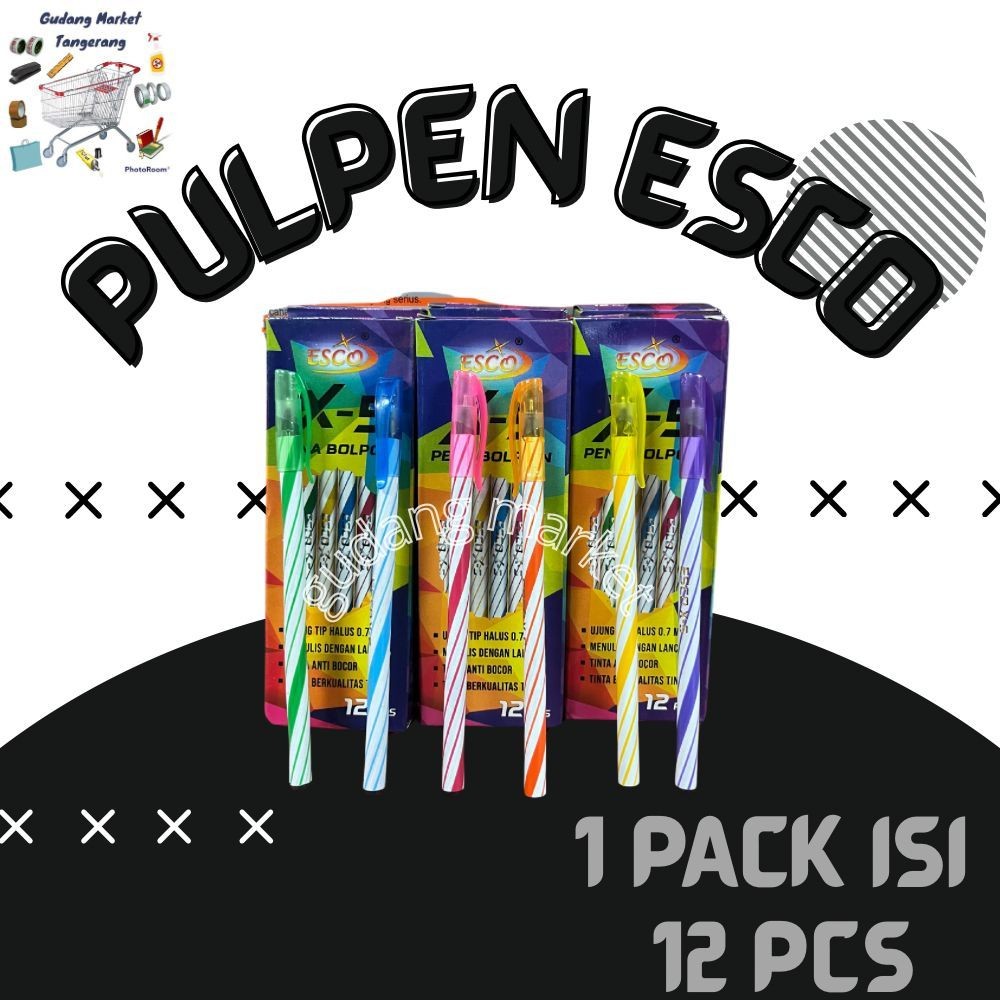 

Pulpen Esco Hitam isi 12 pcs