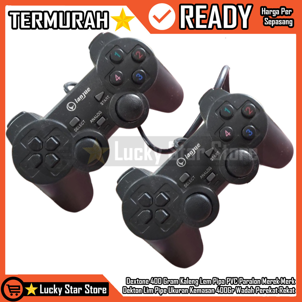 Double Joystick Gamepad Usb Stik Stick Dualshock Komputer Pc Laptop Hitam Game Pad Doubel Dobel Dobl