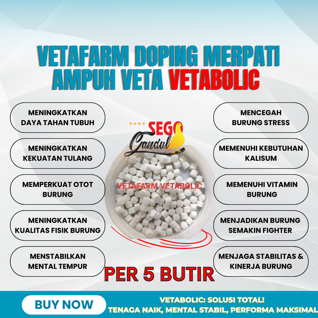 Vetafarm Doping Merpati Ampuh Veta Vetabolik Vetabolic Per 5 butir