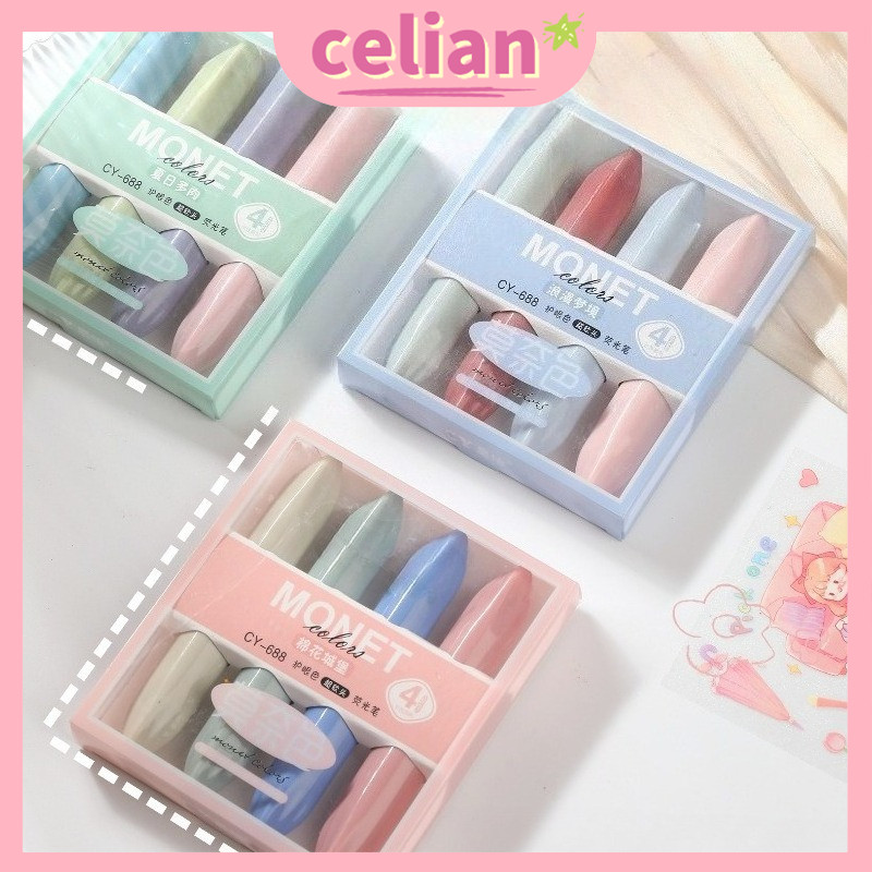 

【Ready】4PCS Stabilo Warna Warni Spidol Pastel Highlighter Pen Set Lucu Journal Marker Pen Alat Tulis Stationery Korea School Stuff