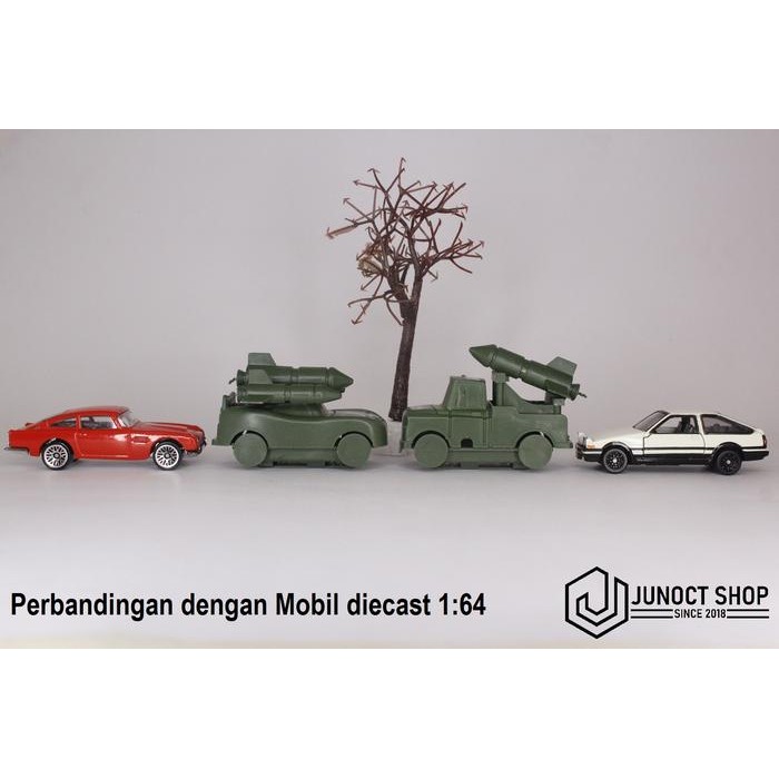 MOBIL SEDAN JEEP RUDAL 1:64 MILITER PLASTIK PERANG - MINIATUR MAKET 01 - SEDAN RUDAL